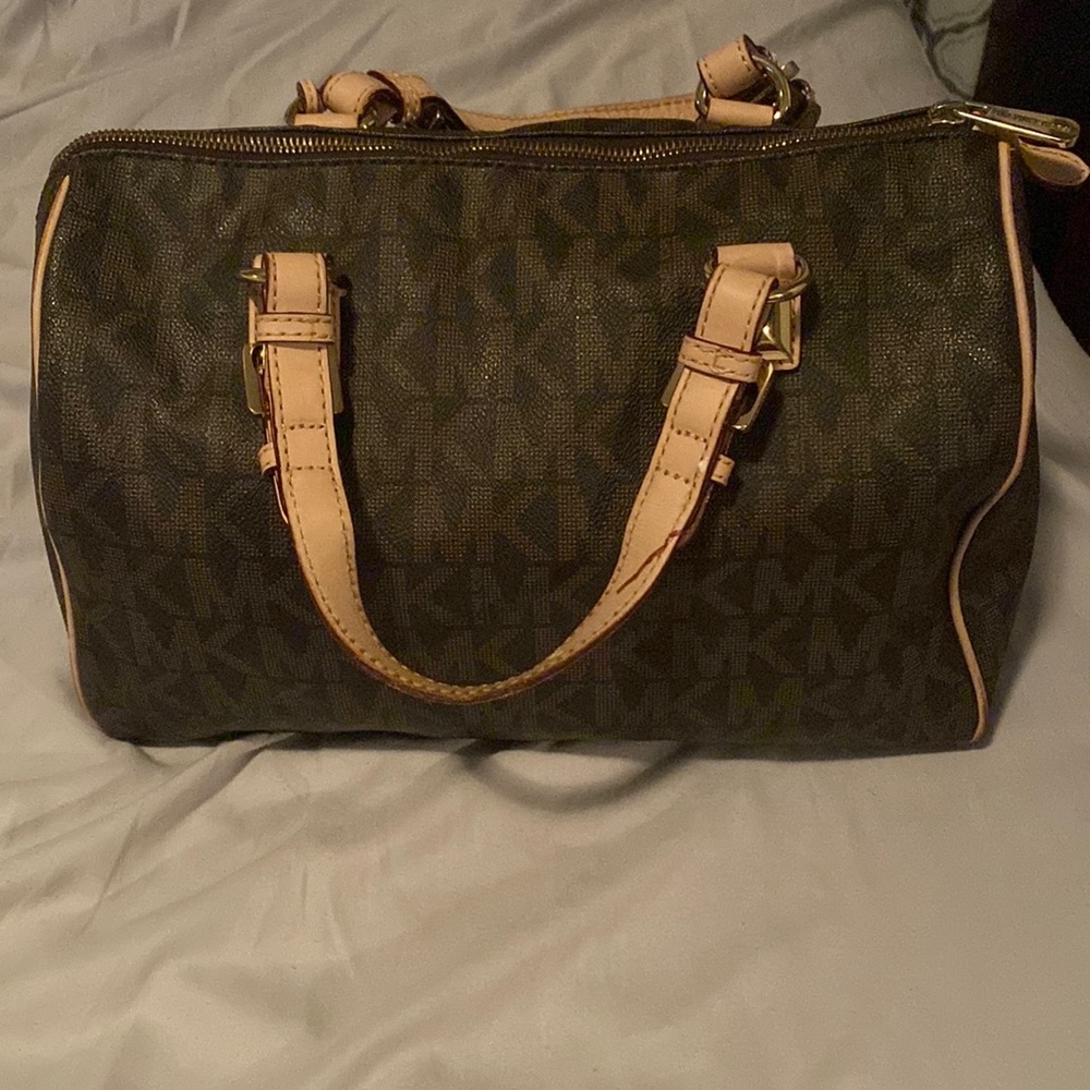 MICHAEL KORS Brown Logo Barrel Purse